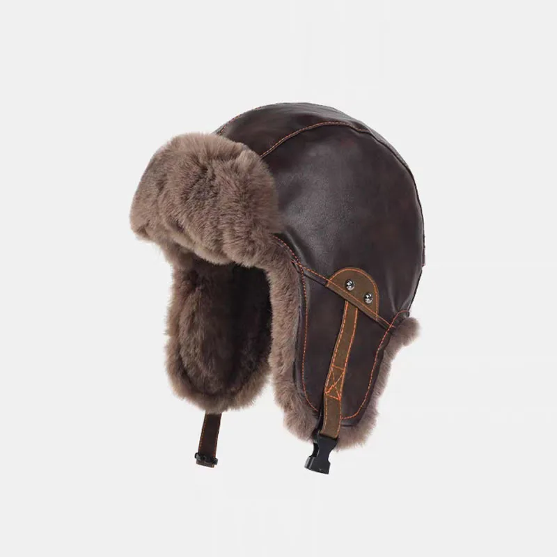 Kunstpelz Bombermütze Herren Skimütze Wintermütze Damen Verdickte warme Gehörschutzhüte Retro Pilotenhüte Klassische Reitmütze Tramp®