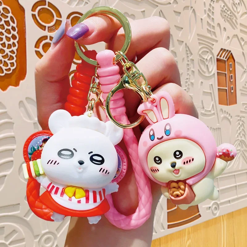 Creative New Cartoon Ice Cream Chikawa Doll School Bag Pendant Keychain Anime Kawaii Hachiware Toy Decoration Childrens Gifts