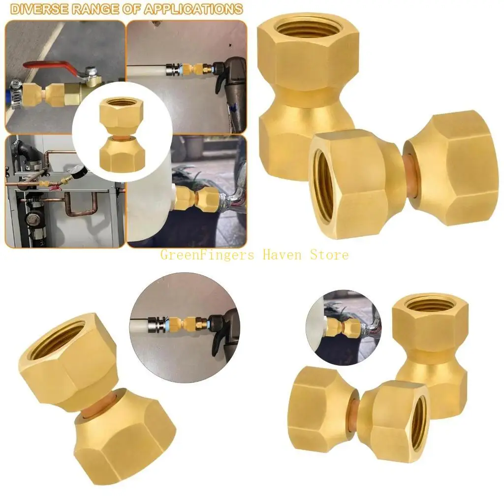 F68D Pack of 2 Brass Female Double Swivels Adapters for Fuels Oil Gas Connection