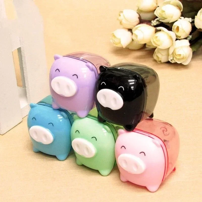 3pcs Cute Pig Animal Shaped Pencil Sharpeners Kid's Favorite School and Office Supplies Korean Stationery Multicolor Color