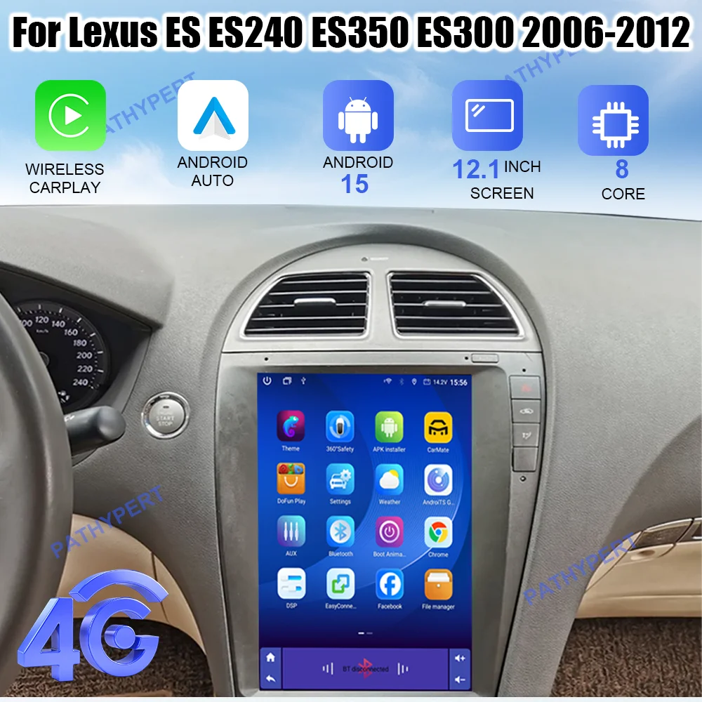 Android 15 For Lexus ES ES240 ES350 ES300 2006-2012 Car Multimedia Player Head Unit  Stereo Bluetooth Carplay GPS Navigation 4G