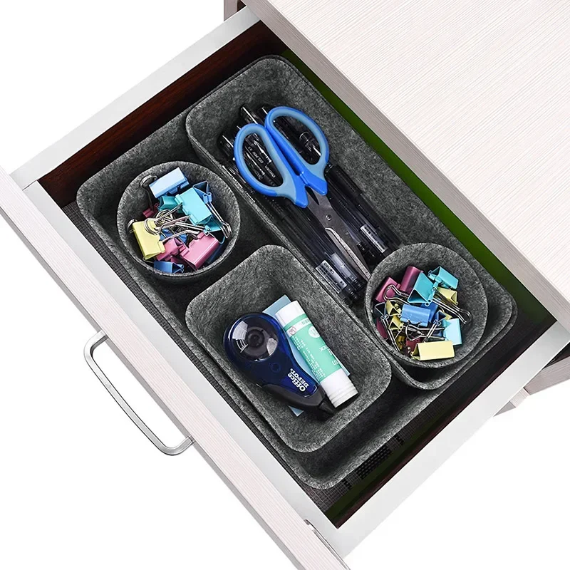 

8pcs/set Felt Storage Box Multi Grid Desktop Durable Storage Case Home Snacks Sundries Organizer Cosmetic Boxes