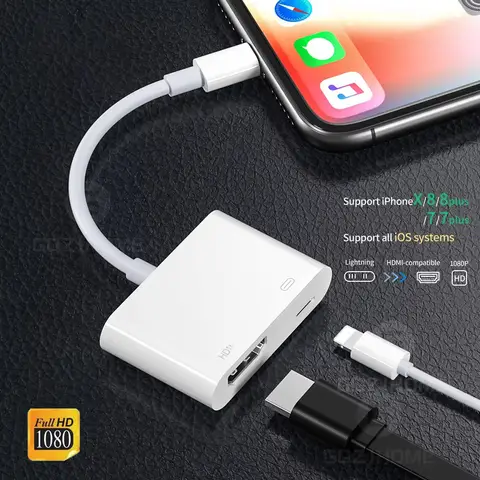Lightning-HDMI 디지털 AV 어댑터 1080P HDMI 동기화 화면 HDTV/프로젝터/모니터 iPhone 15 용 디지털 오디오 AV 변환기
