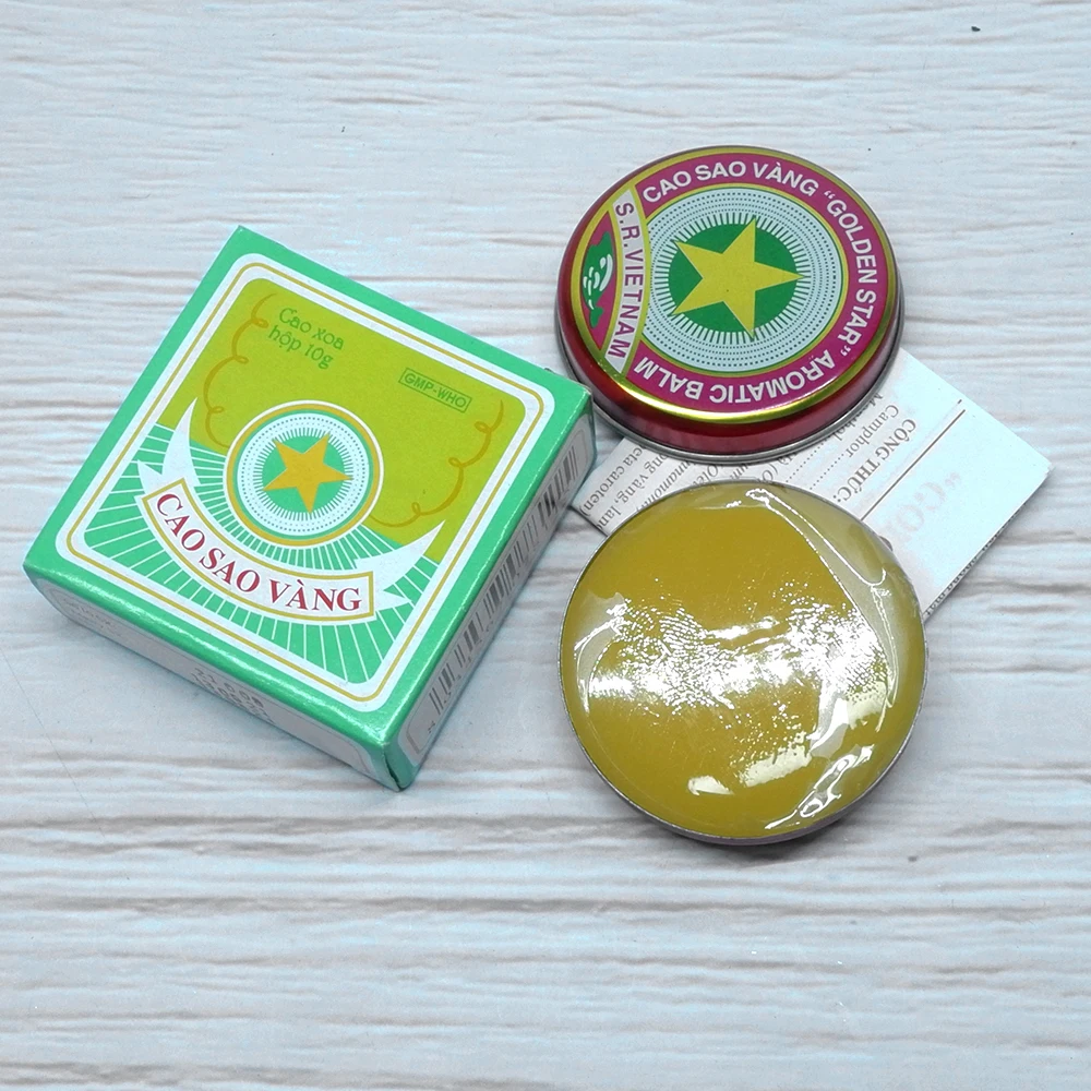 Vietnam gold Golden star Tiger Balm For Cold Headache Stomachache Dizziness Heat Stroke Insect Stings Essential Balm 10g