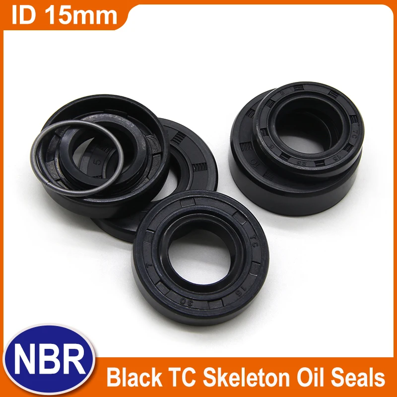 

ID 15mm TC NBR Oil Seal OD 21mm ~ 42mm THK 4/5/7/8/10mm Nitrile Rubber Double Lip Oil Resistant Skeleton Rotating Shaft Gaskets