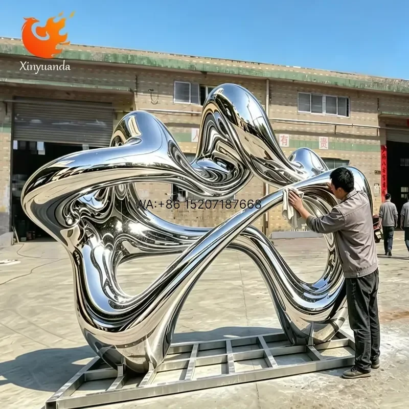 Wmwmnu Custom Stainless Steel Abstract Mirror Sculpture Outdoor Landmark Large Metal Art Statue Factory Direct Supply Premium