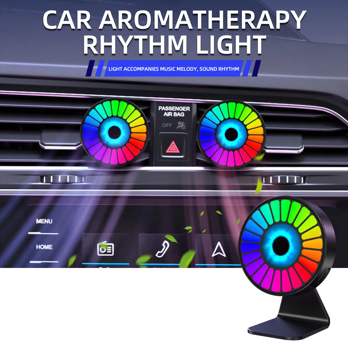 KEVANLY Car Aromatherapy Round Pickup Lamp Car Dashboard Ornament USB Interior Air Outlet RGB Colorful Ambient Air Fresher