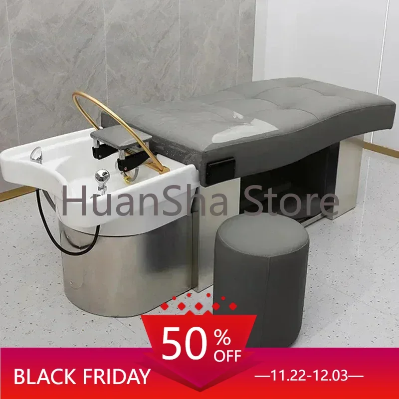 Backwash Headspa Shampoo Chair Treatment Pedicure Stylist Shampoo Chair Washbasin Shaving Cadeira Hairdressing Furniture LJ50SC