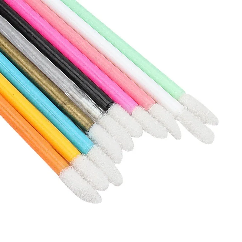 使い捨てバレル型リップグロスブラシ、持ち運び可能な美容ツール、しっかりとしたハンドル付き、カラフル