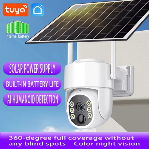 Tuya-cámara wifi de 8MP, detección humana PIR Solar, visión nocturna, vídeo de seguridad impermeable para exteriores, cámara IP con duración de batería, Monitor CCTV