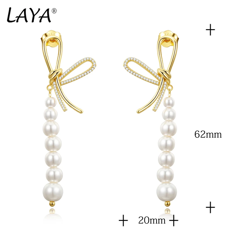 Imagem -05 - Laya Real 925 Prata Esterlina Bonito Arco em Forma de Gota Pérola Longo Balançar Brinco para Mulheres Moda Casamento Jóias Finas 2023 Tendência