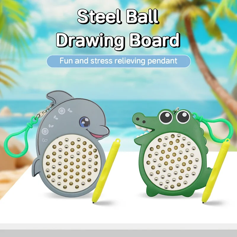 Magnetic Ball Sketchpad with Magnetic Stylus Montessori Education Travel Magnet Toy Christmas Gift，Real Picture of Product