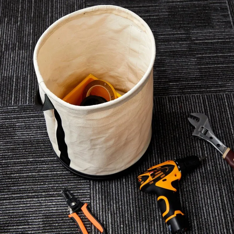HHO-Canvas Bucket Bag Metal Hook For Truck Tool Organizer, 1 Pack Utility Canvas Tool Bucket For Store Work Accessory