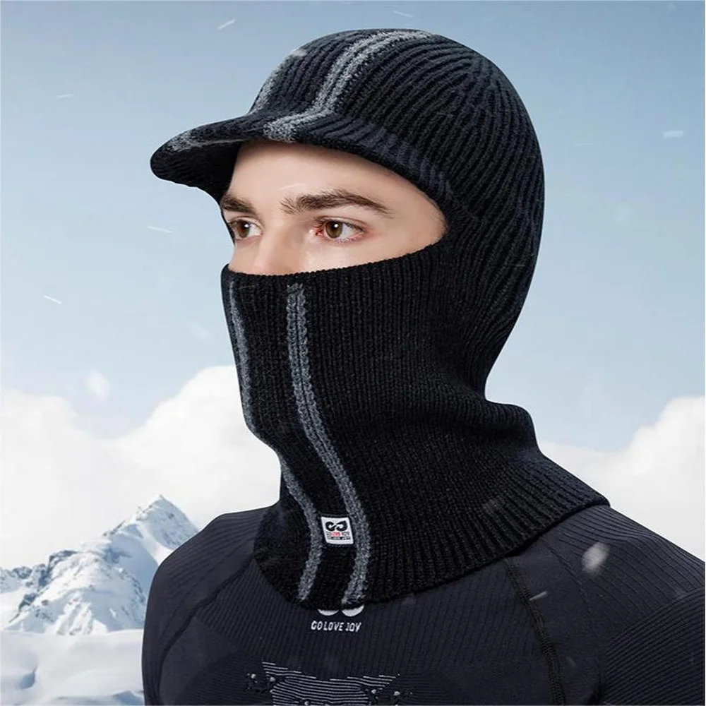 

Outdoor Riding Windproof Warm Ear Protection Large Head Hat Autumn and Winter Knitted Woolen Hat Motorcycle Warm Mask Supplies