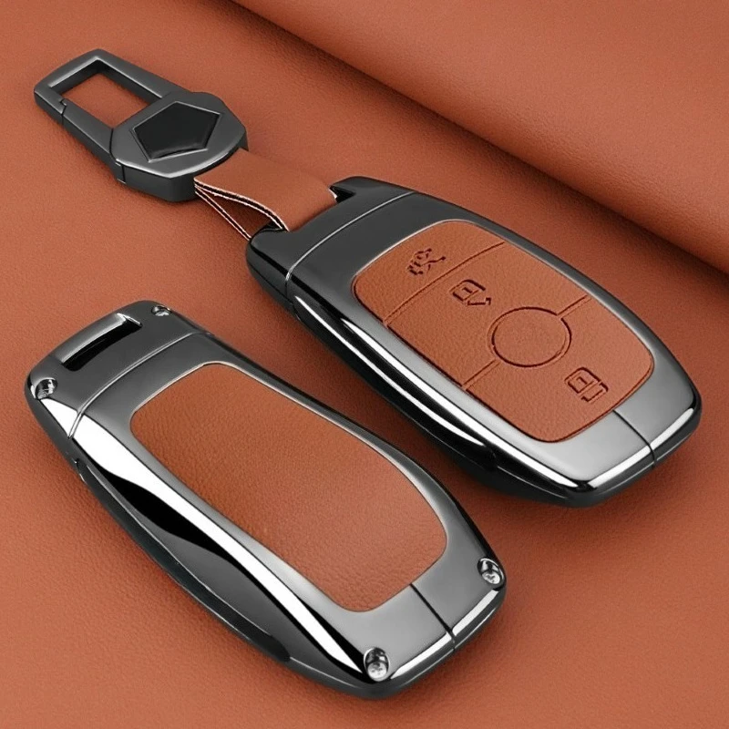 Premium Zinc Alloy Key Cover Case for Mercedes-Benz E300/E-Class/C260L/C200L/A200L/GLE350 - Protective Key Fob Shell Keychain