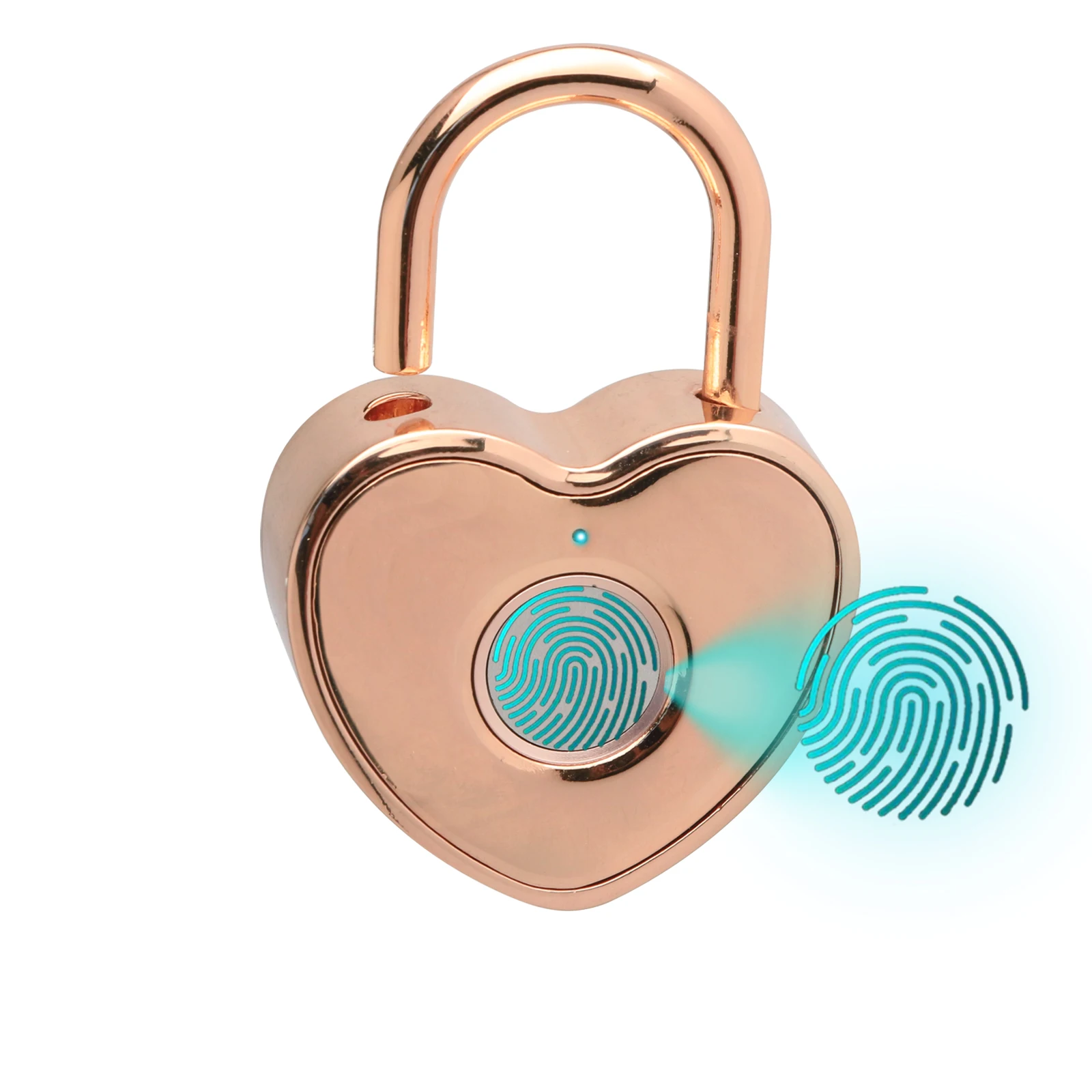 Heart Shaped Fingerprint Padlock, Smart Padlock for Gym Locker, Backpack, School Locker, Travel Locker