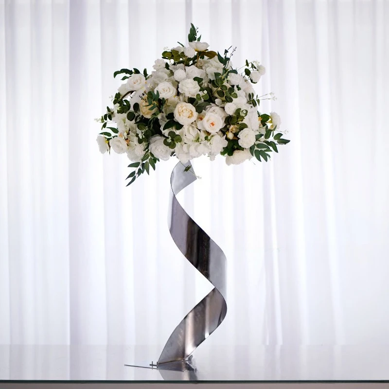 Fashion gold spiral flower stand wedding hall banquet hall road guide table decoration flower furniture home ornament