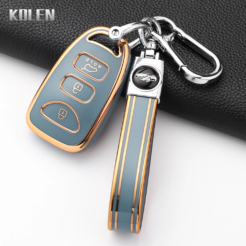 Fashion TPU Car Key Case Cover For HYUNDAI KIA Tuscon Elantra Rio Sportage Rondo Accent Protected Shell Keychain Fob Accessories view 4