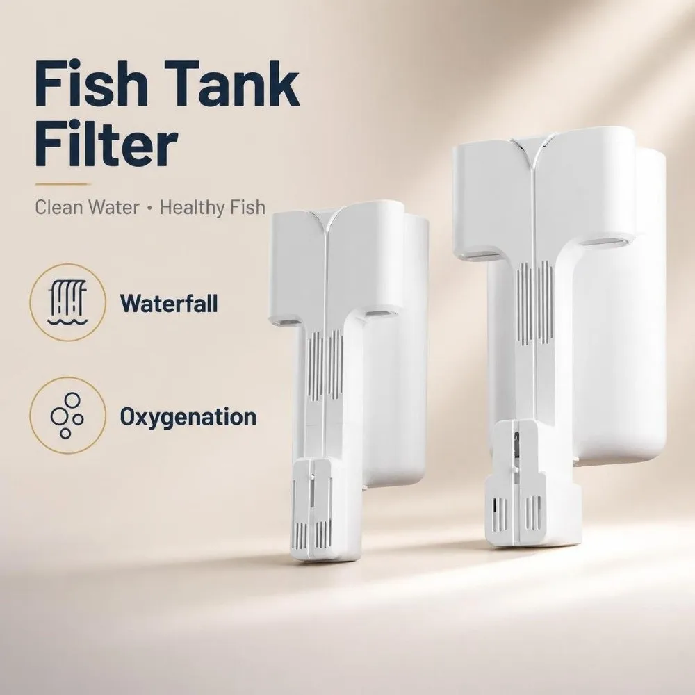 3-in-1水槽フィルター、滝型酸素供給、壁掛け式フィルター、水質浄化、簡単設置、水槽フィルター、ペット用品