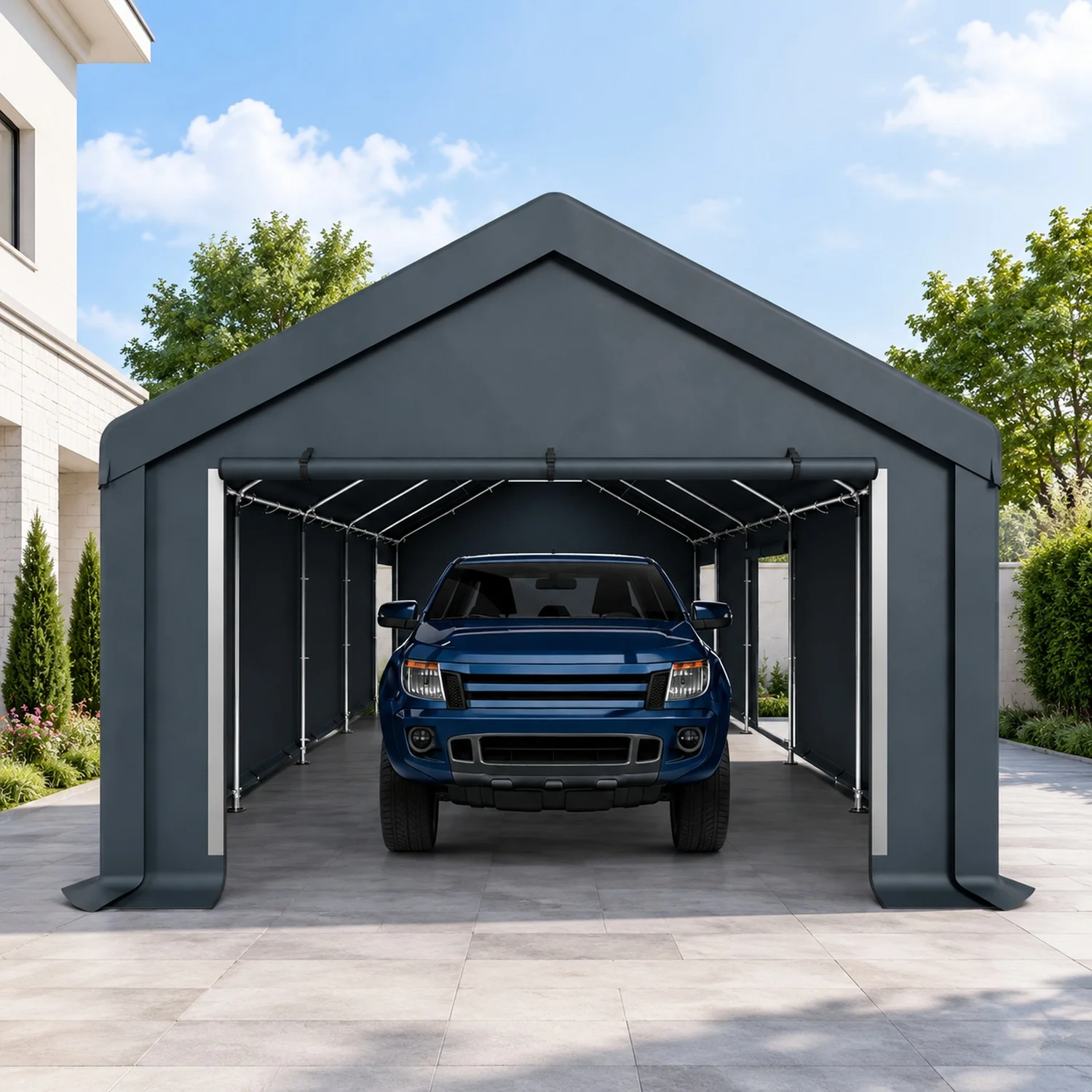 13x24ft Portable Garage Carport, Car Tents Storage Shed Canopy | Outside Shelter Heavy Duty UV Resistant Waterproof Outdoor