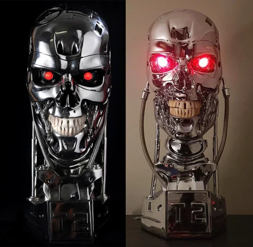 

1/1 Scale Replica Resin Terminator T800 T2 Skull Endoskeleton Lift-Size Bust statue Figure model light LED Eye Home decor