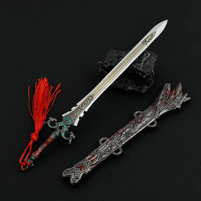 22CM/8,66 pulgadas Naraka: espada larga periférica de juego Bladepoint Chixiao 30cm espada artesanal totalmente metálica con funda espada de juguete modelo regalo