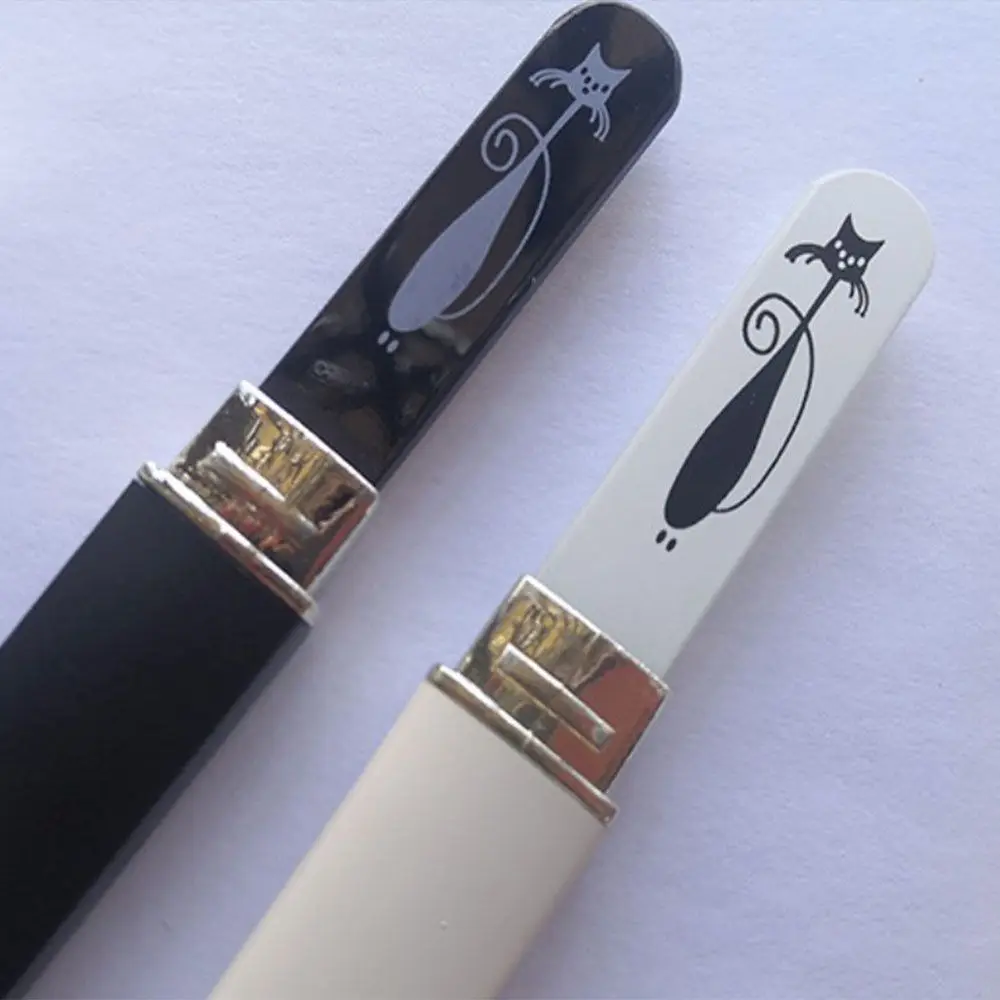 Preto profissional gato padrão ferramentas de beleza flutuador vidro arte do prego buffer arquivos ferramentas do prego arquivo com caso dispositivo manicure