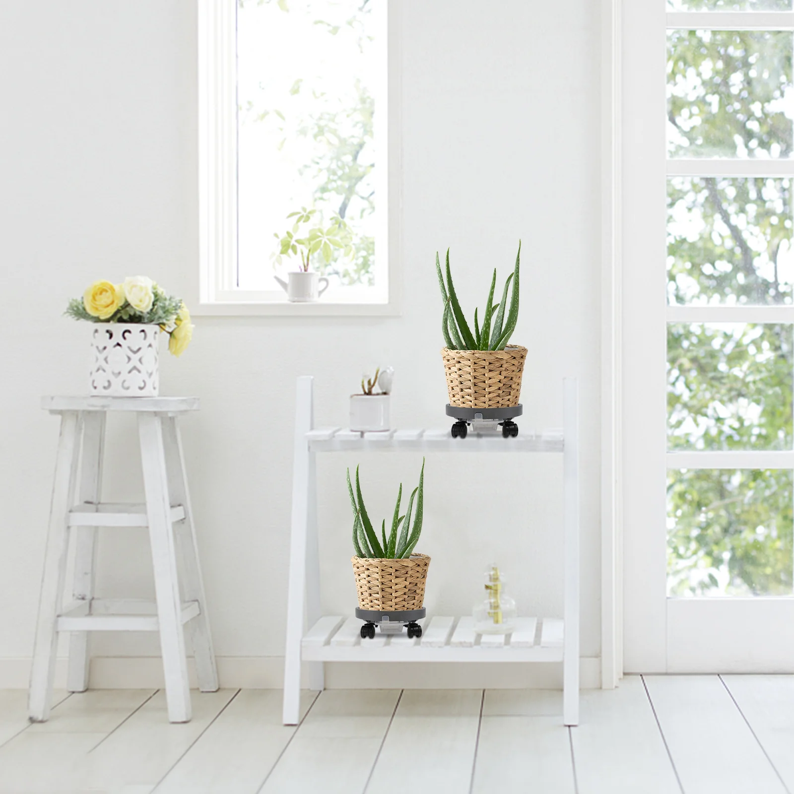 

1Pcs Roll Wheel Flowerpot Base Tray with Storage Function Strong Anti-Deformation Movable Plant Pot Tray for Indoor Outdoor