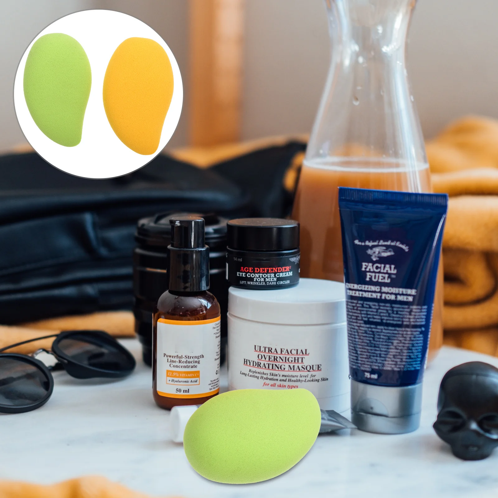 Herramientas de maquillaje portátiles en polvo con forma de mango, aplicadores de polvo facial suave, base creativa para maquillaje Natural, 2 uds.