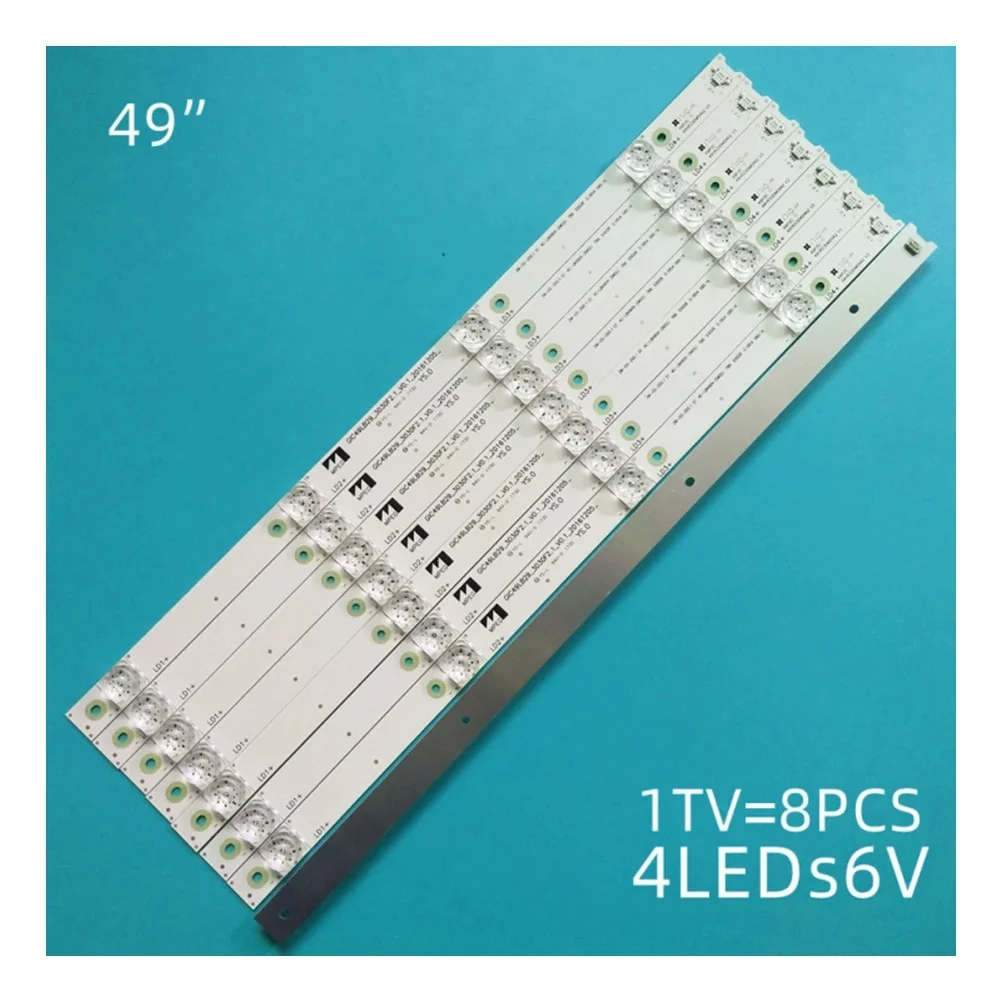 

8pcs LED strip for 49P3 49A950C 49P3C 49A59 49P3F D49A620U B49A81S-UD L49P1-UD L49P2-UD 49HR330M04A2 V3 4C-LB4904-HR06J HR07J