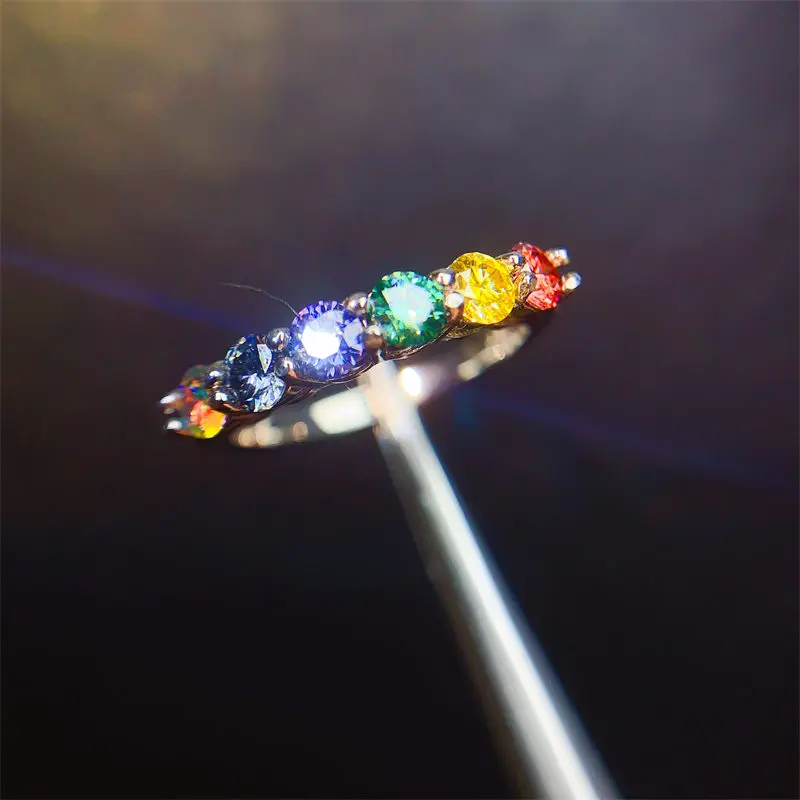 Engagement Rings for Women Rings 3mm 6pcs Moissanite Ring  925 Sterling Silver Band Ring for Daily Wear