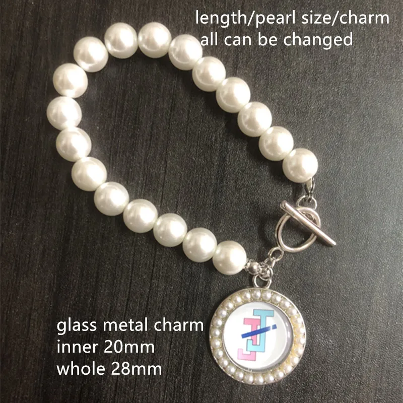 1pcs Jack And Jill OT Clasp High Glass Pearl Bracelet JJOA Clear Pink Rinestone Round Charm Enamel Lady Jewelry OGL330