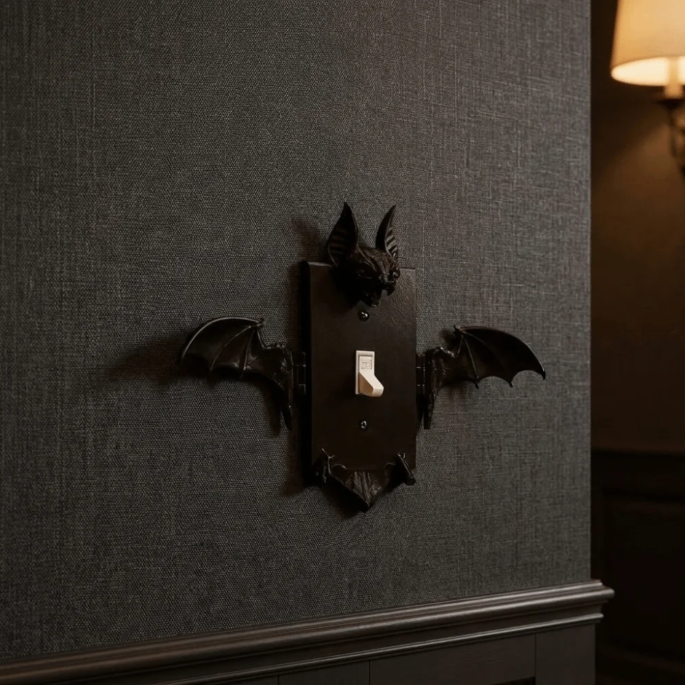 3D Printed Bat Light Switch Guard Covers Gothic Style Creative Switch Panels Decorative Plastic Movable Switch Frame Cover