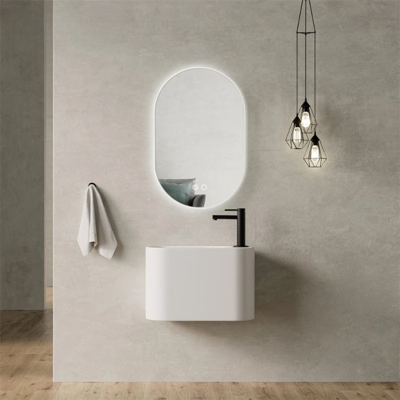 

Wall-mounted washbasin Small apartment bathroom Artificial stone milk washbasin