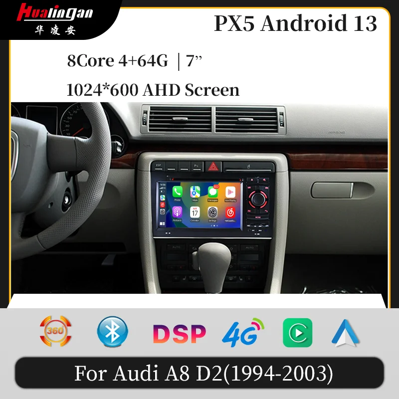 

Hualingan for Audi A8 S8 D2 Android 13 Car Multimedia DVD Stereo Radio Player GPS Navigation Carplay Auto 2din Audi Stereo