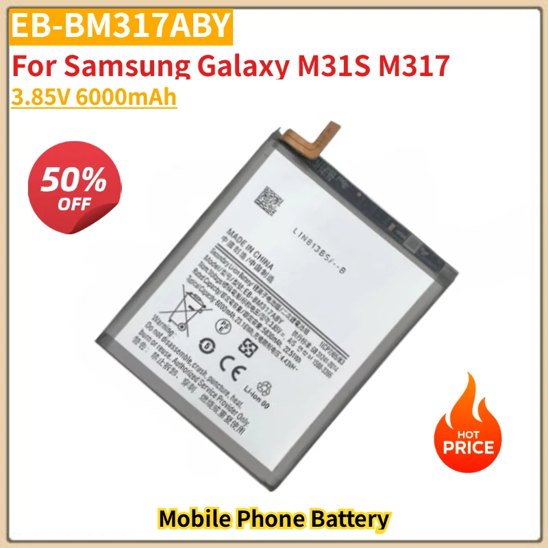 

3.85V 6000mAh Mobile Phone Battery EB-BM317ABY For Samsung Galaxy M31S M317 Brand-New High Quality