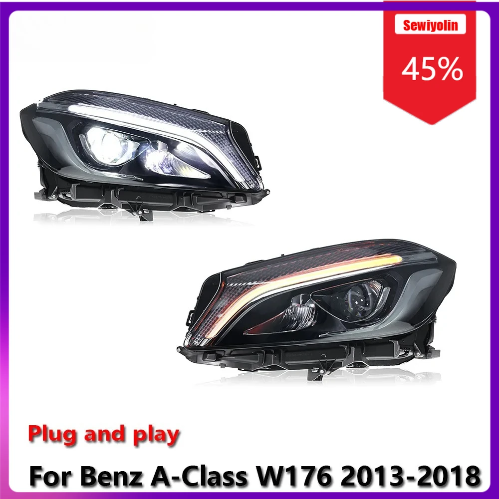 

Sewiyolin автомобильные светодиодные фары в сборе для Benz W176 2013-2018 противотуманные DRL тормозные указатели поворота Plug and Play