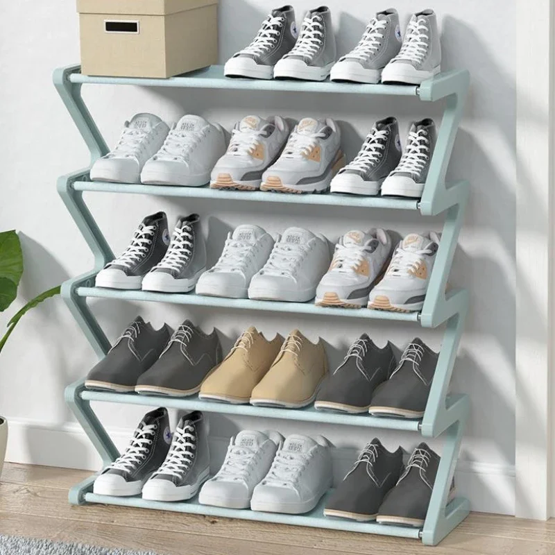 Shoe Rack Stainless Steel Storage Shelf Shelves Shoes Book Saving Space Bedroom Z Shape Armarios FurnitureY23