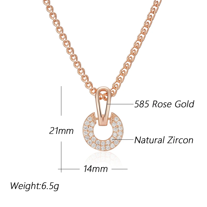 Kinel Luxury Full Shiny Natural Zircon Pendant Necklace for Women Unique Design 585 Rose Gold Color Bride Wedding Jewelry Gift