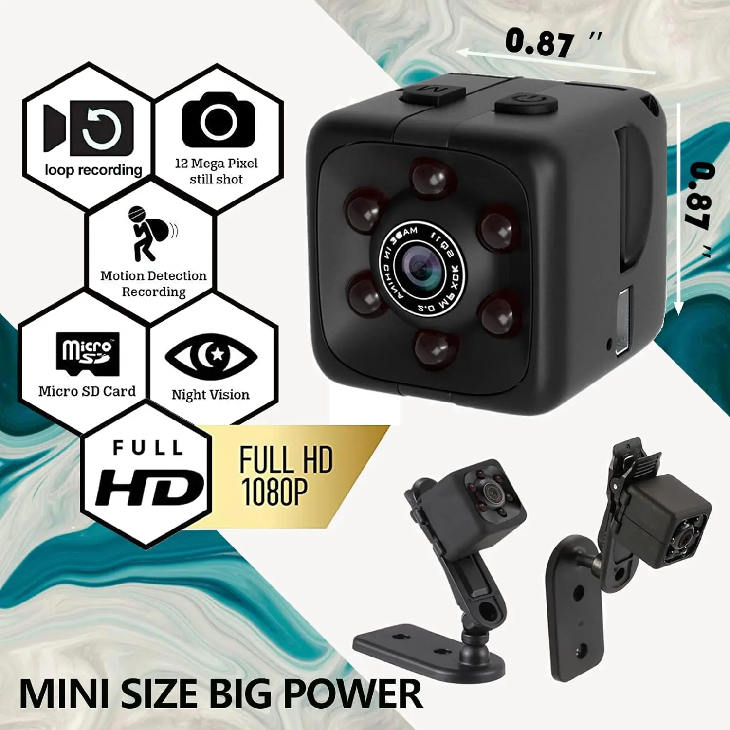 Mini Hidden Spy Camera Portable Small 1080P Wireless Cam with Night VisionMotion DetectionforNannSecurity Sports Camera Black