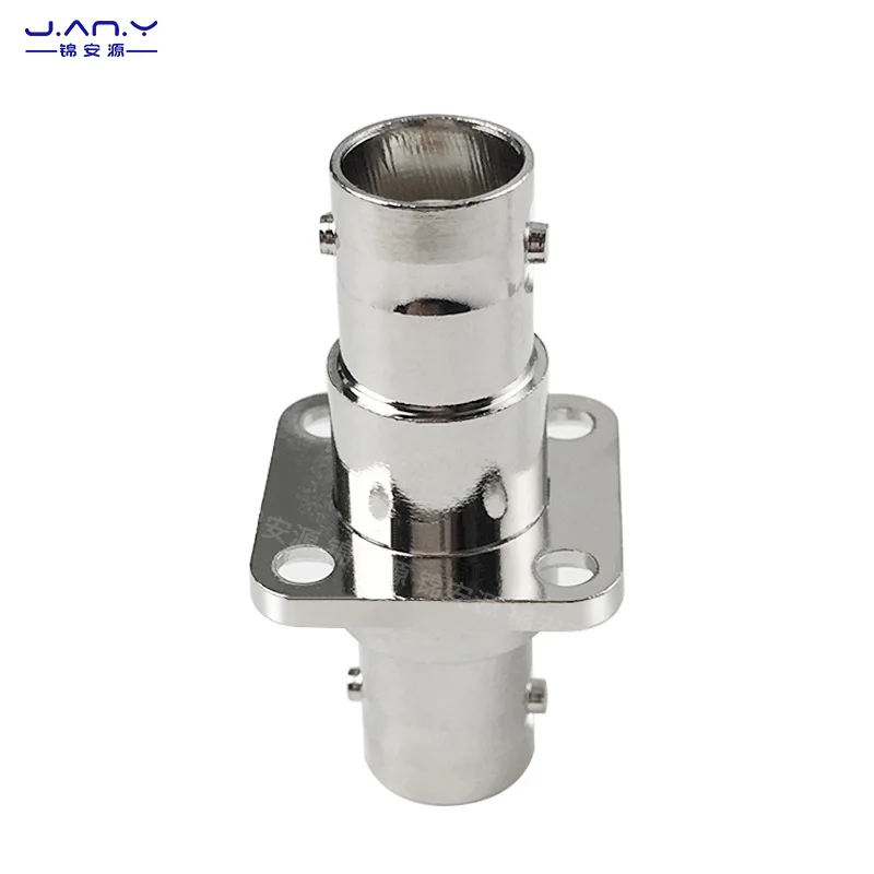 Pure copper BNC female to female straight two-way adapter Q9 coaxial with four hole waterproof flange panel fixed connector