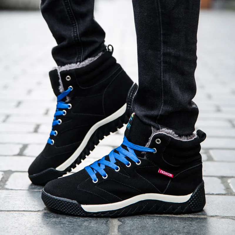 

2025 Winter New Trendy Plus Size Lace Up High Top Men's Snow Boots 39-48 Casual Hiking Durable Anti Slip Trail Running Shoes
