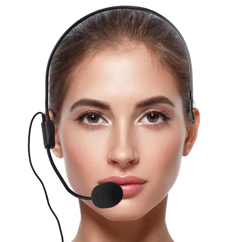 Portable Head-mounted Headset Microphone Wired 3.5mm Plug Guide Lecture Speech Headset Mic For Teaching Meeting