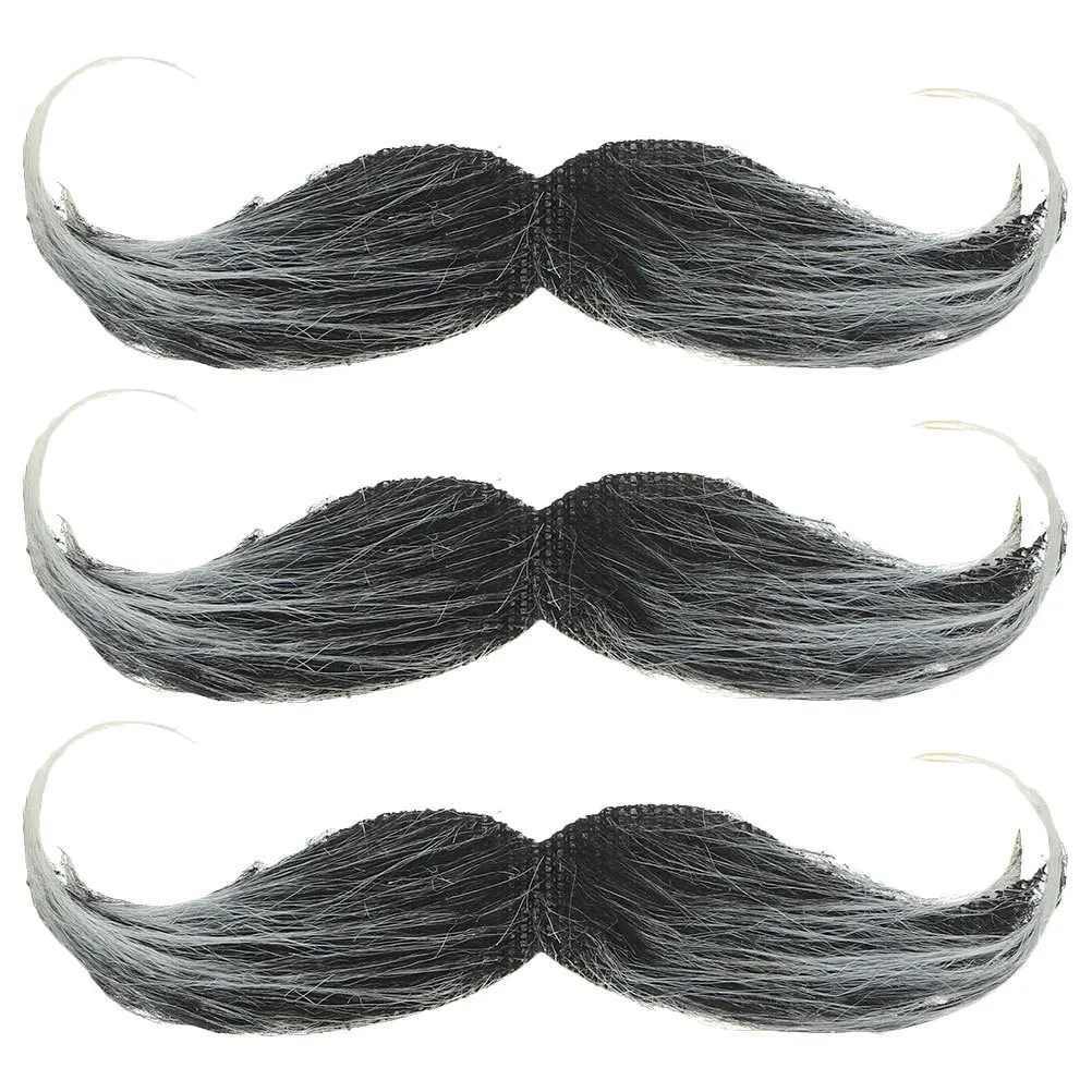 3 pezzi di baffi finti per barba, stoffa realistica, cosplay, travestimento di Halloween, accessorio per prestazioni, barba finta per uomo