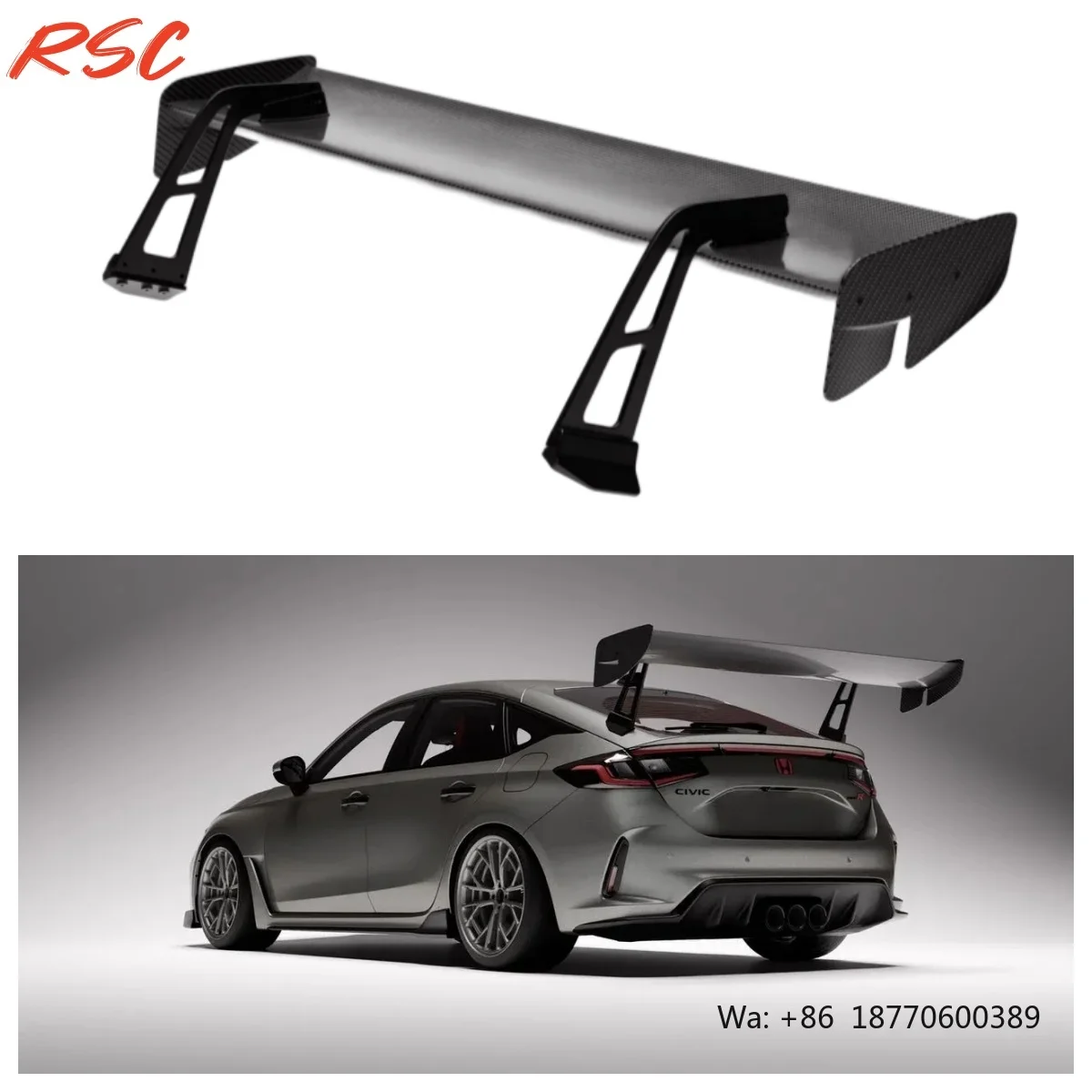 Dry Carbon Fiber VA Style Rear Wing for Civic Type R FL5 FK8 High Downforce