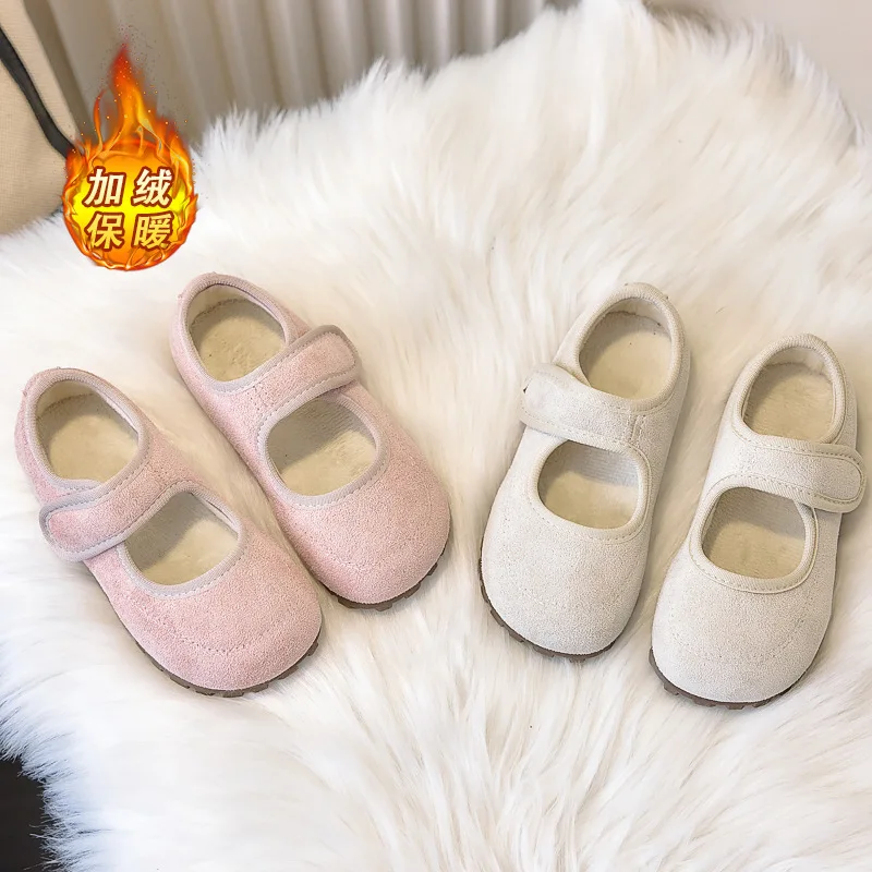 

2025 Winter New Children Casual Leather Shoes for Girls Fashion Korean Style Soft Bottom Anti-slippery Versatile Cotton Shoes