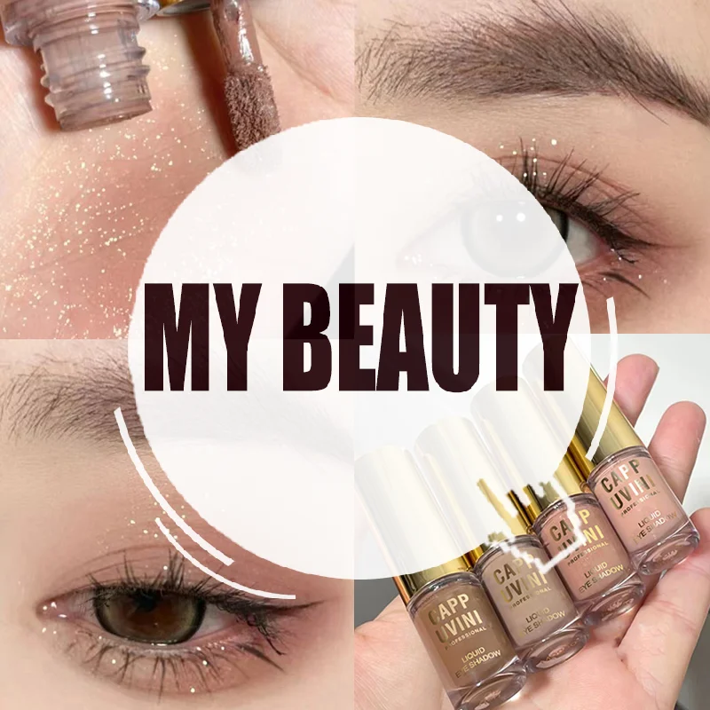 Cappuvini Brown Glitter Liquid Eyeshadow Stick Contour Blush Pigment Fine Shimmer Matte Natural Cheek Milk Coffee Shadow Cream