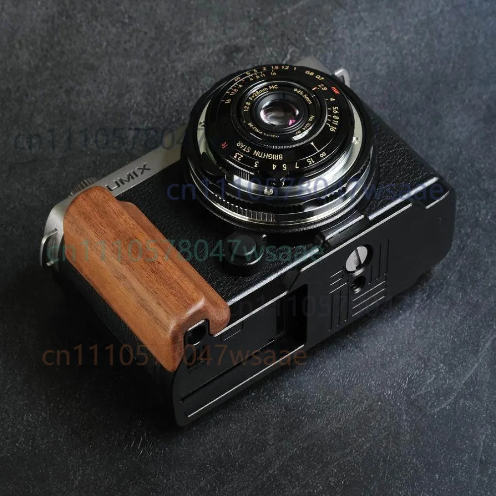 Walnut Wood L Hand Grip With Aluminum Alloy Base Plate For Panasonic Lumix S9 Mirrorless Camera Arca Quick Release Bracket