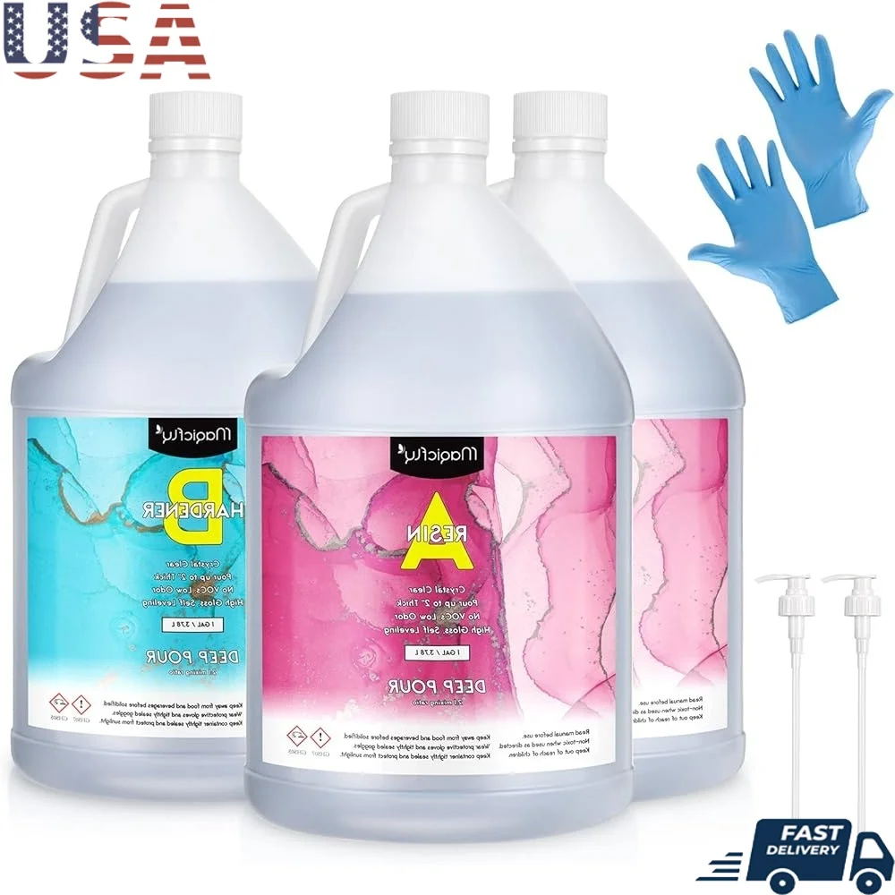 

Deep Pour Epoxy Resin 3 Gallon Kit with Pump Art Casting River Tables Jewelry Woodworking Projects