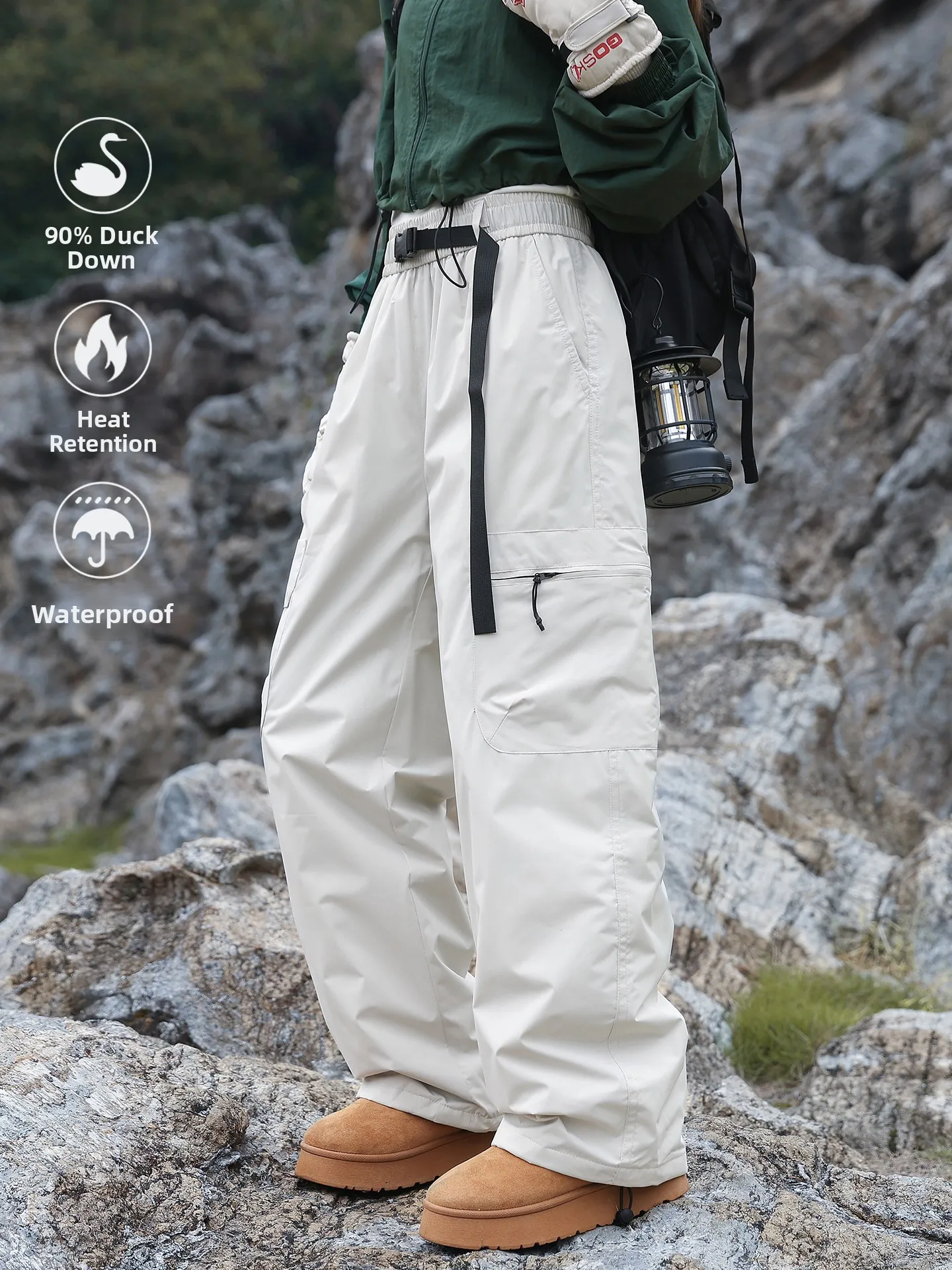 

Harbin Workwear down Pants Men Women Outdoor Winter Extreme Cold 90 White Du down Tee-Proof Skiing Trousers Youth Casual